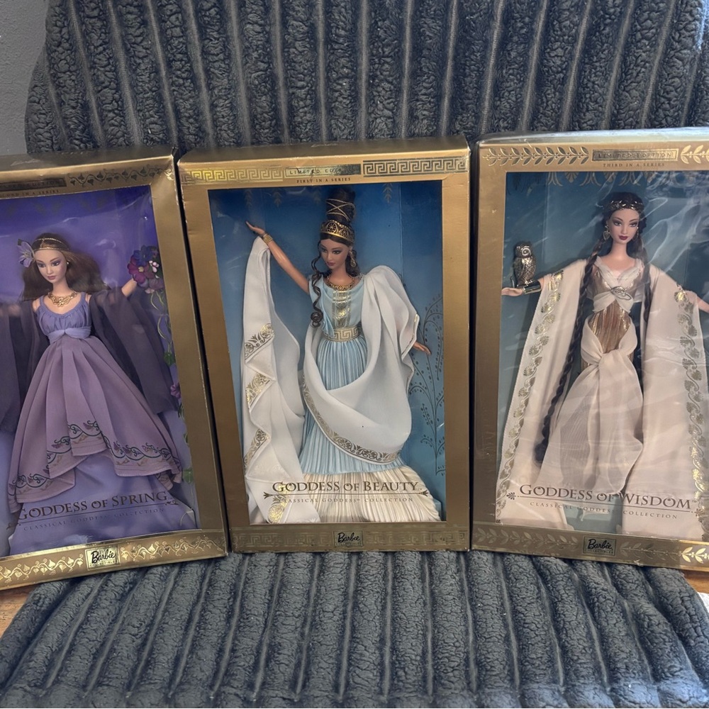 Barbie Goddess Collection: Purple, Blue, and White Dolls